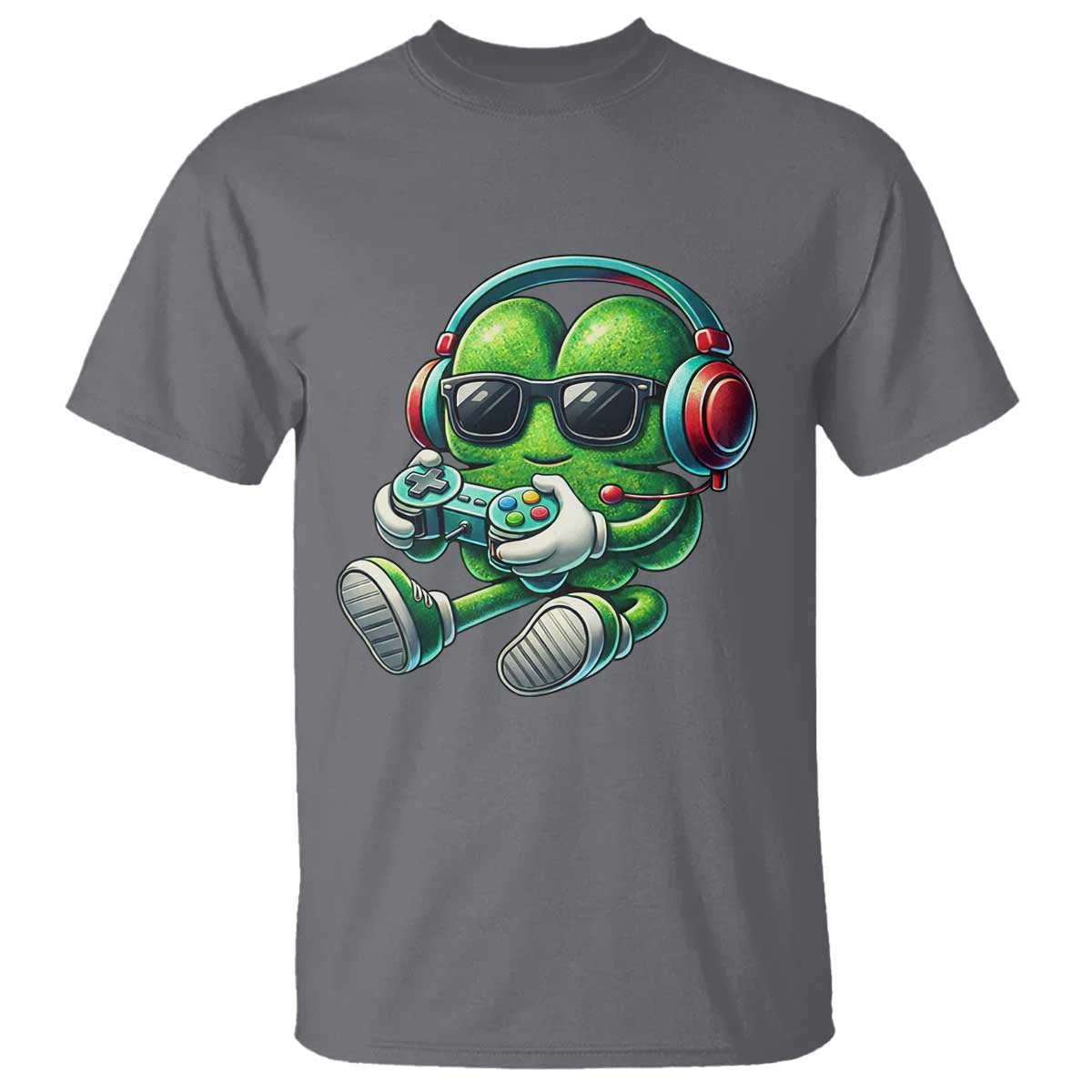 Funny Video Game Shamrock St Patricks Day Gamer T Shirt TS11 Charcoal Print Your Wear
