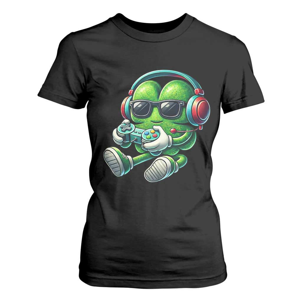 Funny Video Game Shamrock St Patricks Day Gamer T Shirt For Women TS11 Black Print Your Wear