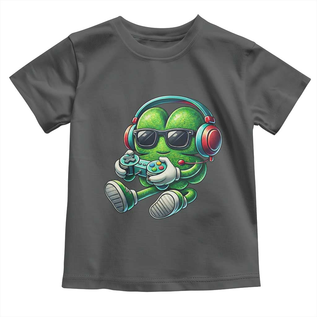 Funny Video Game Shamrock St Patricks Day Gamer Toddler T Shirt TS11 Dark Heather Print Your Wear