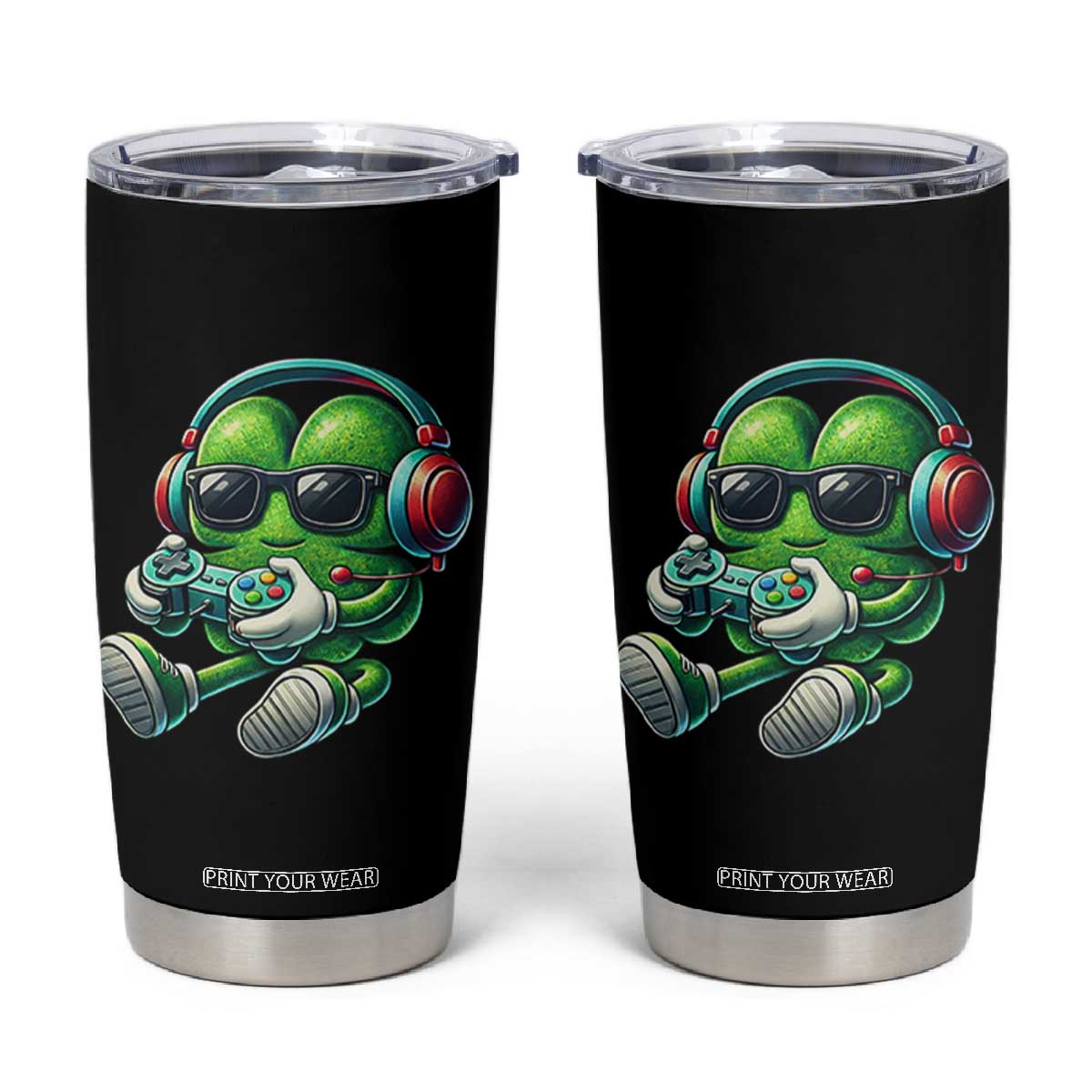 Funny Video Game Shamrock St Patricks Day Gamer Tumbler Cup TS11 Black Print Your Wear