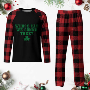 Funny Whose Car We Gonna Take Meme Shamrock Plaid Pajama Set TS11 Buffalo Plaid Print Your Wear
