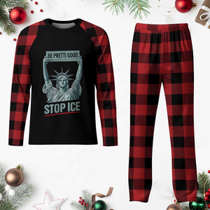 Be Pretti Good Stop Ice Plaid Pajama Set Statue Of Liberty Minneapolis Protest TS11 Buffalo Plaid Print Your Wear