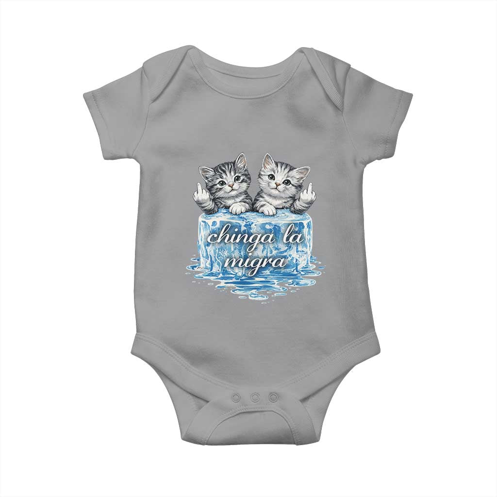 Chinga La Migra Baby Onesie Cute Cat Melting Ice Pro Immigrant TS11 Sport Gray Print Your Wear
