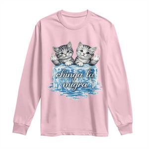 Chinga La Migra Long Sleeve Shirt Cute Cat Melting Ice Pro Immigrant TS11 Light Pink Print Your Wear