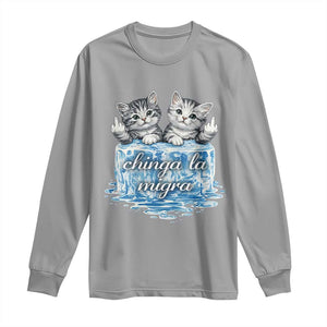 Chinga La Migra Long Sleeve Shirt Cute Cat Melting Ice Pro Immigrant TS11 Sport Gray Print Your Wear