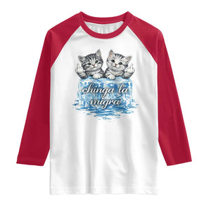 Chinga La Migra Raglan Shirt Cute Cat Melting Ice Pro Immigrant TS11 White Red Print Your Wear