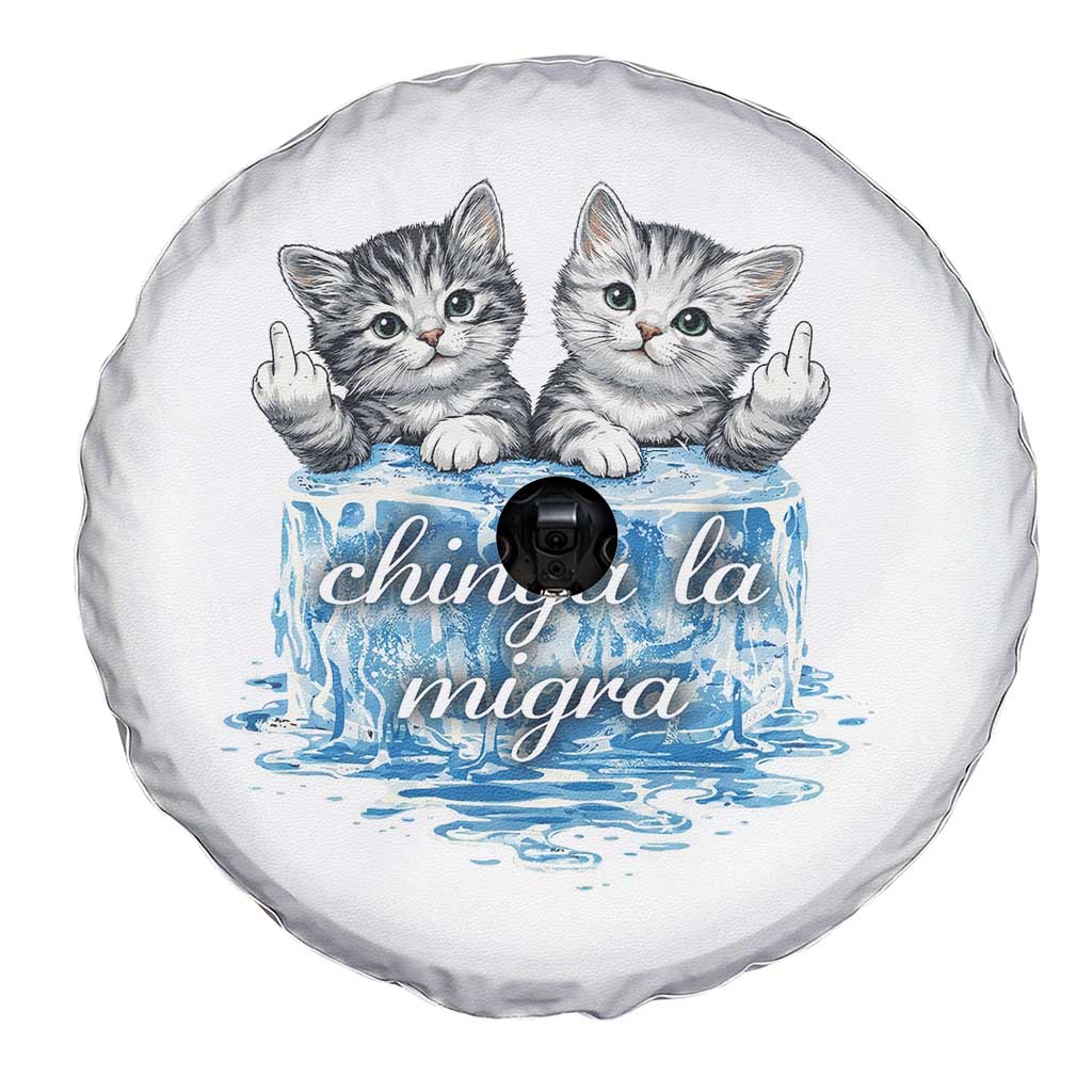 Chinga La Migra Spare Tire Cover Cute Cat Melting Ice Pro Immigrant TS11 Print Your Wear