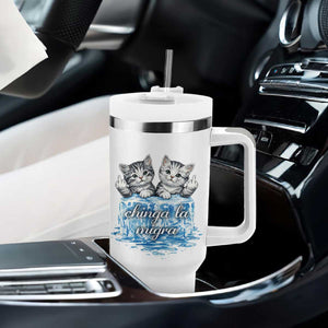 Chinga La Migra Tumbler With Handle Cute Cat Melting Ice Pro Immigrant TS11 Print Your Wear