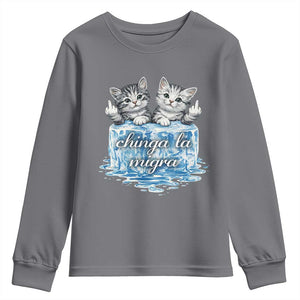Chinga La Migra Youth Sweatshirt Cute Cat Melting Ice Pro Immigrant TS11 Charcoal Print Your Wear