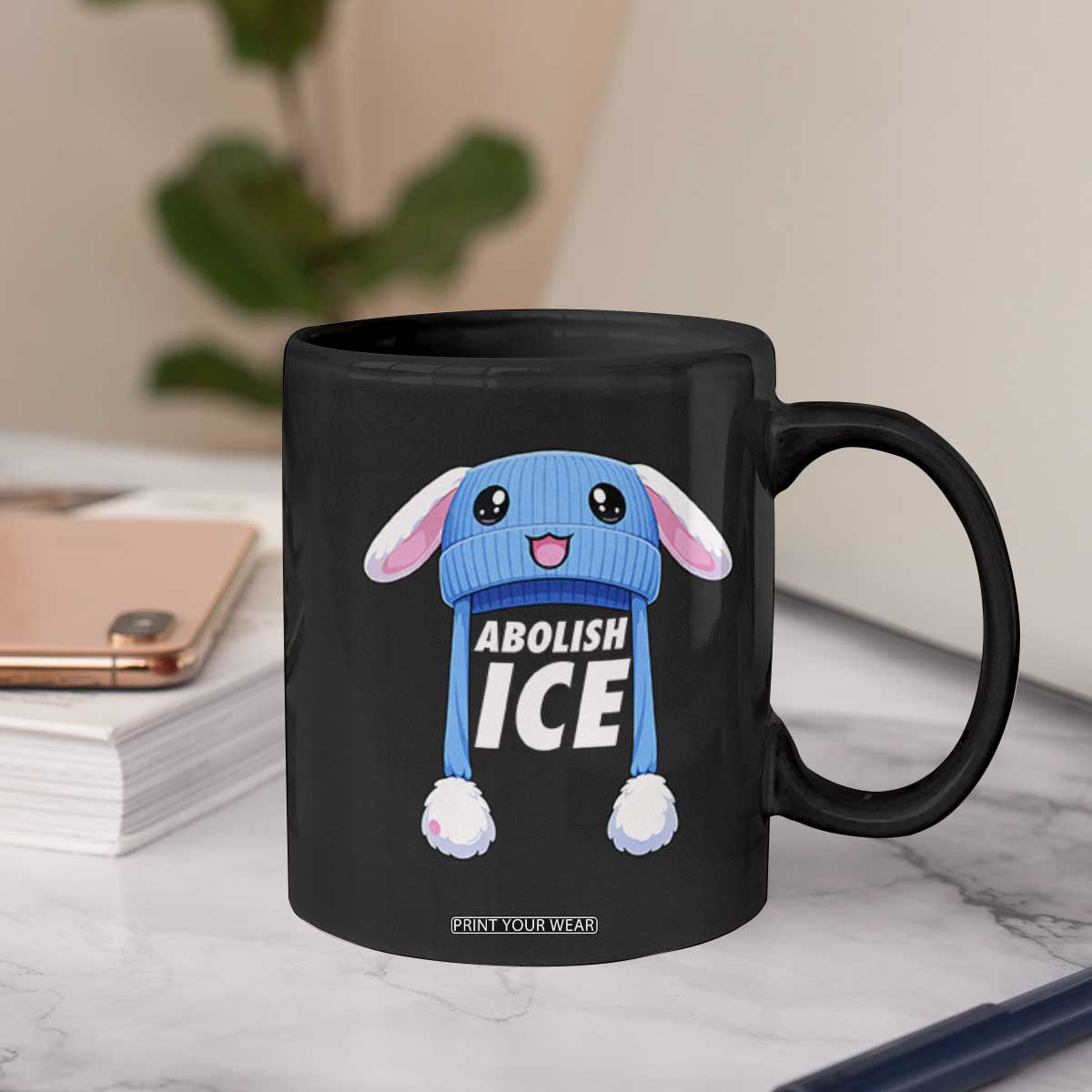 Abolish Ice Coffee Mug Blue Bunny Hat Pro Immigrant Resist Minnesota TS11 Print Your Wear