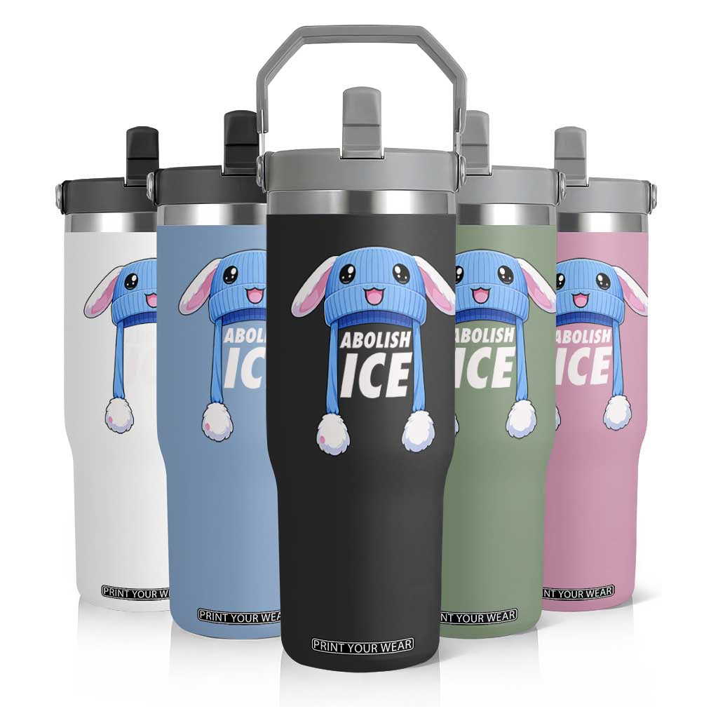 Abolish Ice Flip Straw Tumbler Blue Bunny Hat Pro Immigrant Resist Minnesota TS11 Print Your Wear