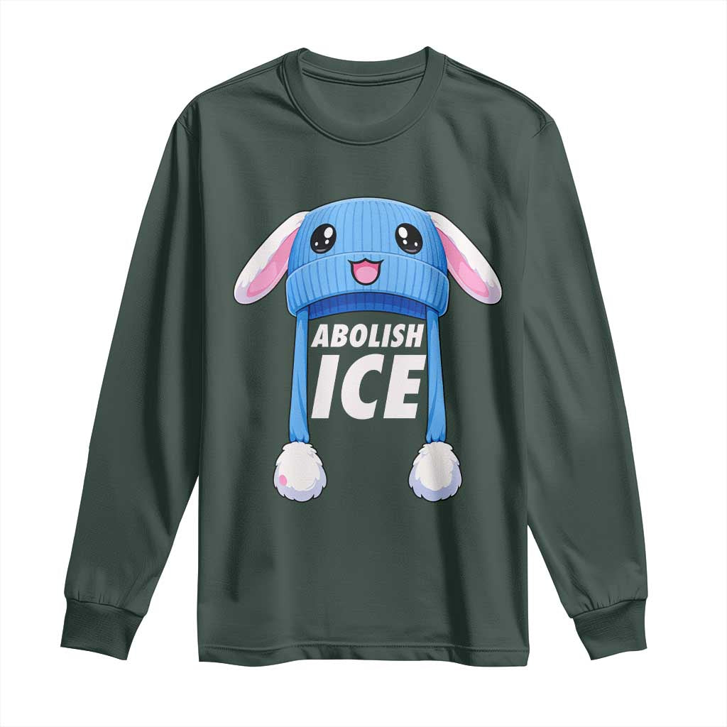 Abolish Ice Long Sleeve Shirt Blue Bunny Hat Pro Immigrant Resist Minnesota TS11 Dark Forest Green Print Your Wear