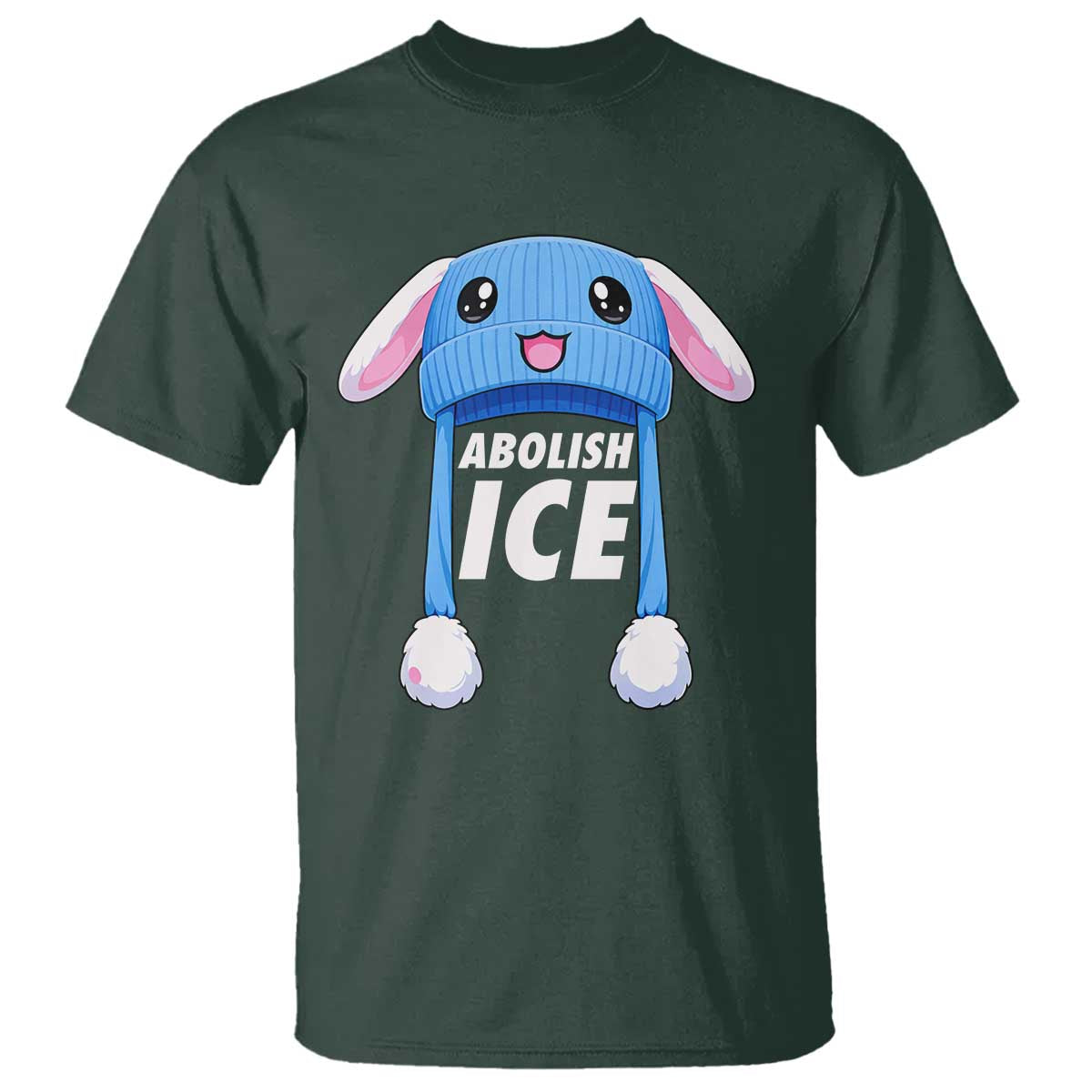 Abolish Ice T Shirt Blue Bunny Hat Pro Immigrant Resist Minnesota TS11 Dark Forest Green Print Your Wear
