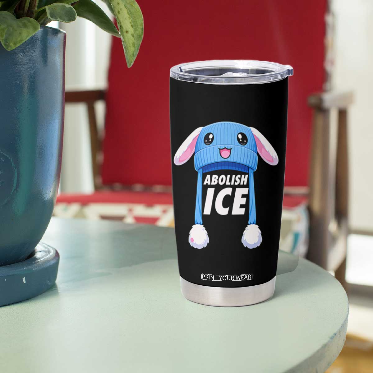 Abolish Ice Tumbler Cup Blue Bunny Hat Pro Immigrant Resist Minnesota TS11 Print Your Wear