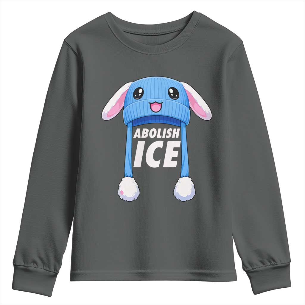 Abolish Ice Youth Sweatshirt Blue Bunny Hat Pro Immigrant Resist Minnesota TS11 Dark Heather Print Your Wear