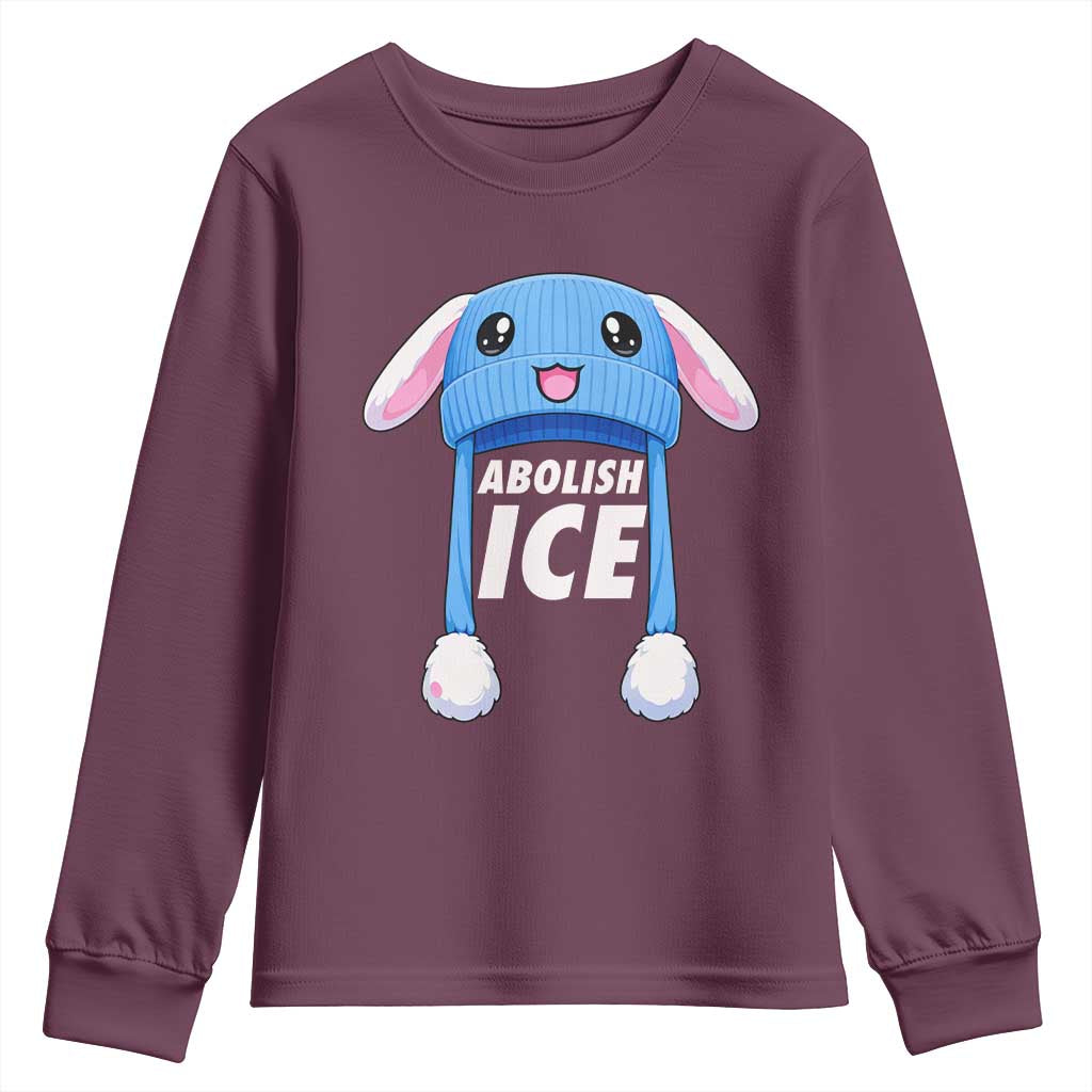 Abolish Ice Youth Sweatshirt Blue Bunny Hat Pro Immigrant Resist Minnesota TS11 Maroon Print Your Wear
