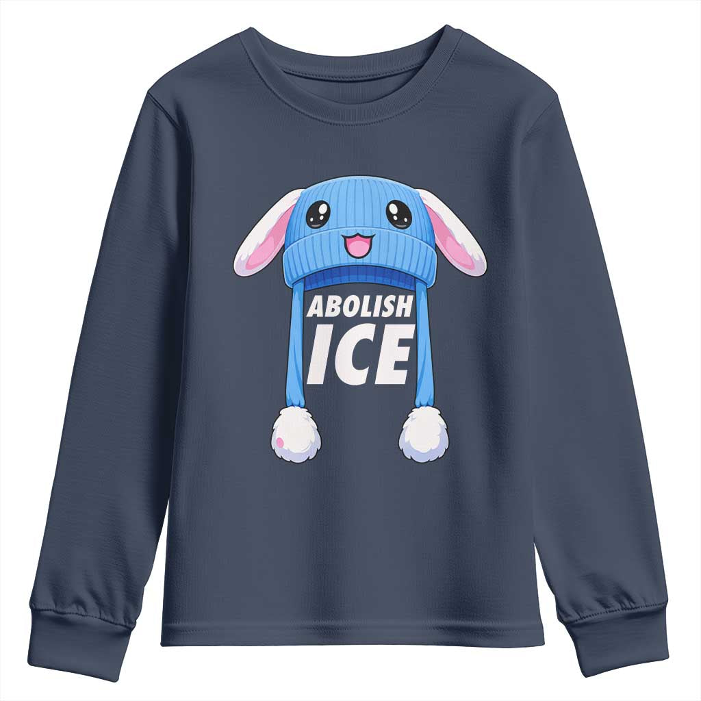 Abolish Ice Youth Sweatshirt Blue Bunny Hat Pro Immigrant Resist Minnesota TS11 Navy Print Your Wear