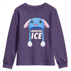 Abolish Ice Youth Sweatshirt Blue Bunny Hat Pro Immigrant Resist Minnesota TS11 Purple Print Your Wear