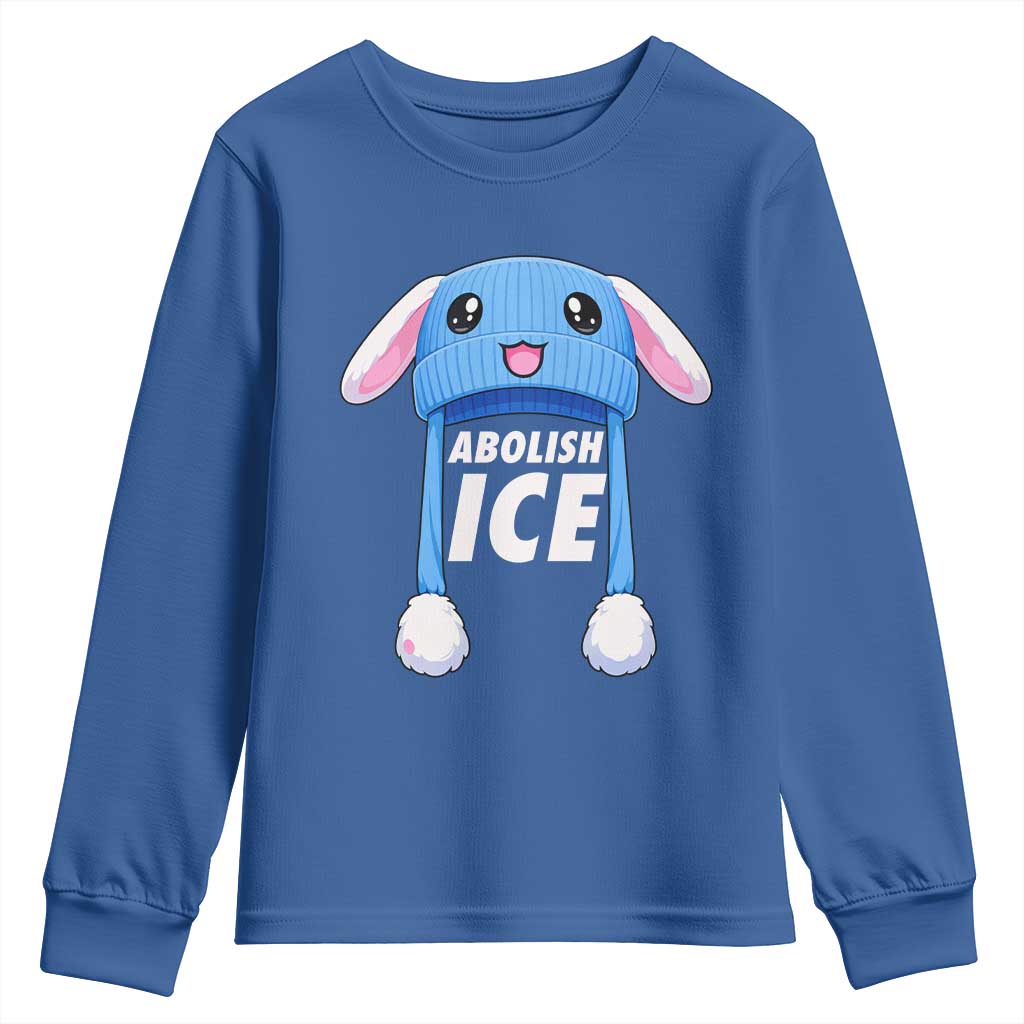 Abolish Ice Youth Sweatshirt Blue Bunny Hat Pro Immigrant Resist Minnesota TS11 Royal Blue Print Your Wear