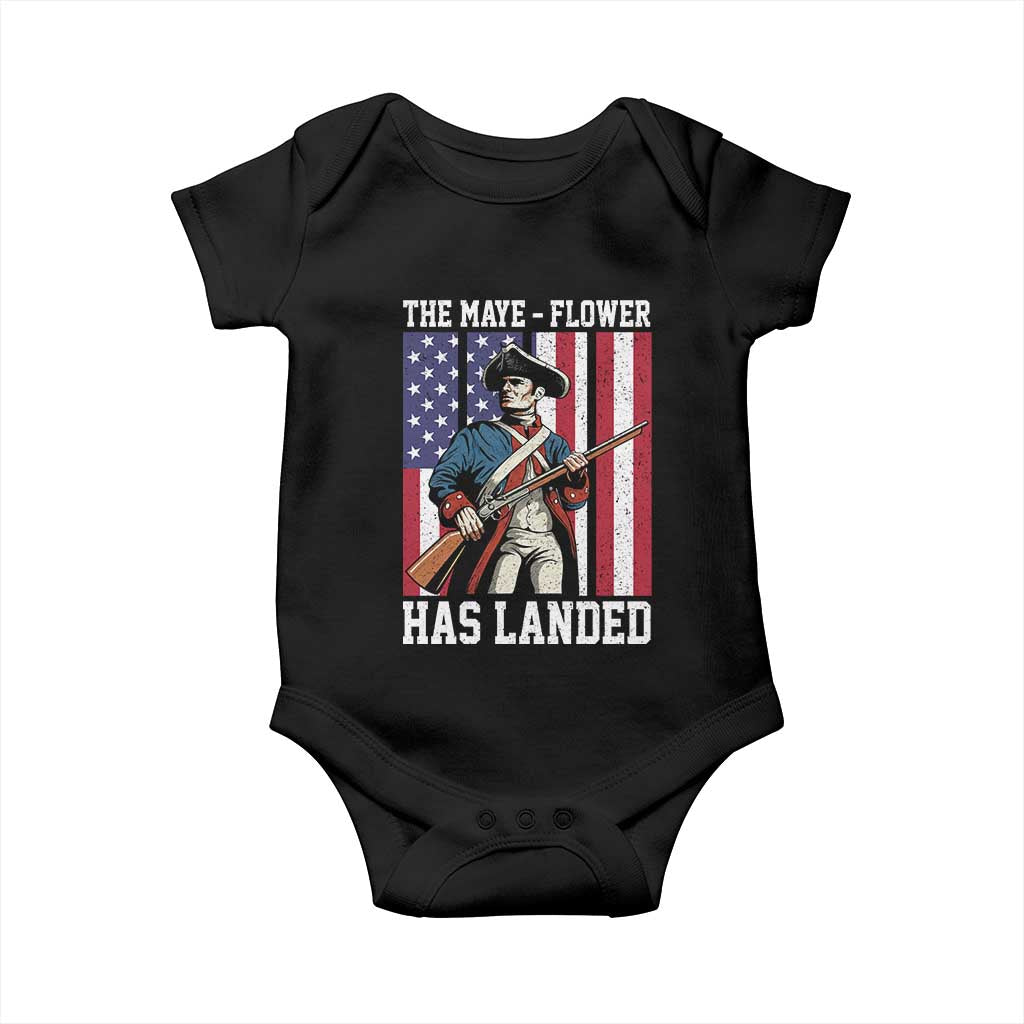 The Maye Flower Has Landed Baby Onesie Funny Minutemen Football Fan TS11 Black Print Your Wear