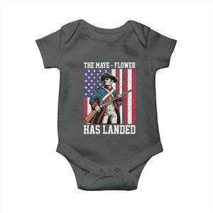 The Maye Flower Has Landed Baby Onesie Funny Minutemen Football Fan TS11 Dark Heather Print Your Wear