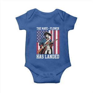 The Maye Flower Has Landed Baby Onesie Funny Minutemen Football Fan TS11 Royal Blue Print Your Wear