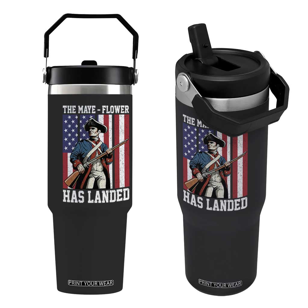 The Maye Flower Has Landed Flip Straw Tumbler Funny Minutemen Football Fan TS11 One Size: 30 oz Black Print Your Wear