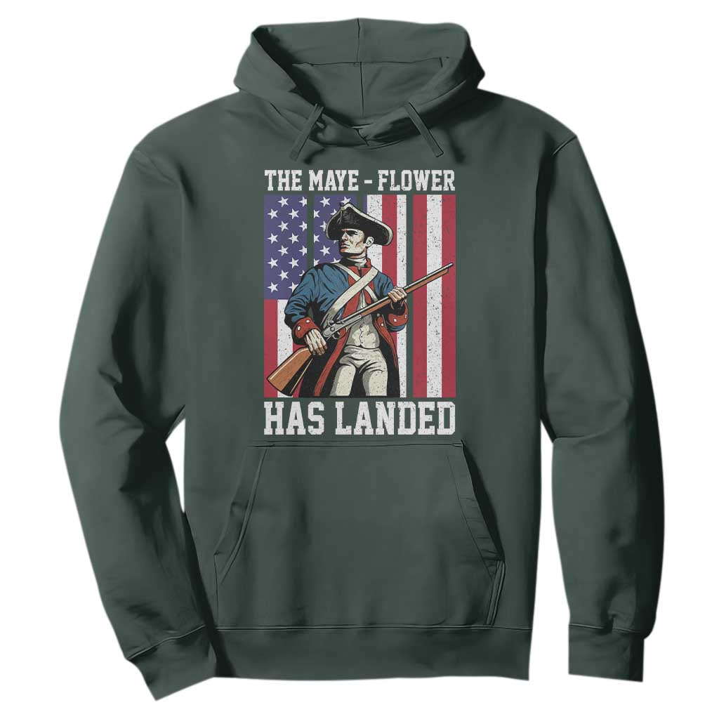 The Maye Flower Has Landed Hoodie Funny Minutemen Football Fan TS11 Dark Forest Green Print Your Wear