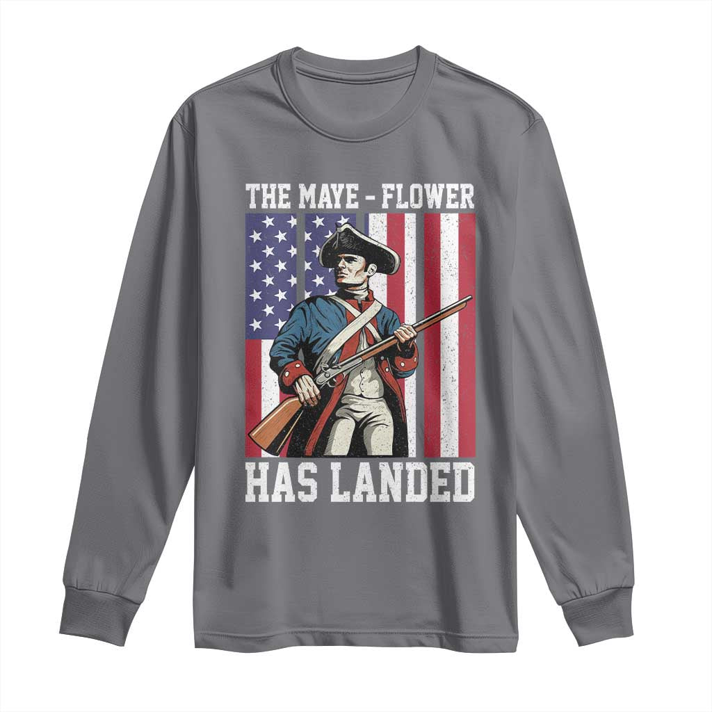 The Maye Flower Has Landed Long Sleeve Shirt Funny Minutemen Football Fan TS11 Charcoal Print Your Wear