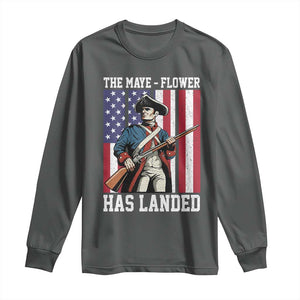 The Maye Flower Has Landed Long Sleeve Shirt Funny Minutemen Football Fan TS11 Dark Heather Print Your Wear