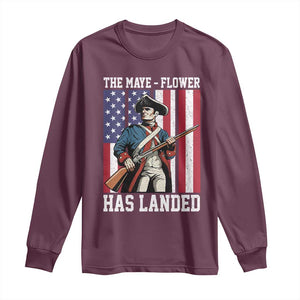 The Maye Flower Has Landed Long Sleeve Shirt Funny Minutemen Football Fan TS11 Maroon Print Your Wear