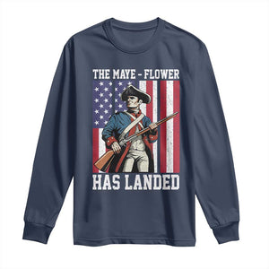 The Maye Flower Has Landed Long Sleeve Shirt Funny Minutemen Football Fan TS11 Navy Print Your Wear