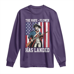 The Maye Flower Has Landed Long Sleeve Shirt Funny Minutemen Football Fan TS11 Purple Print Your Wear