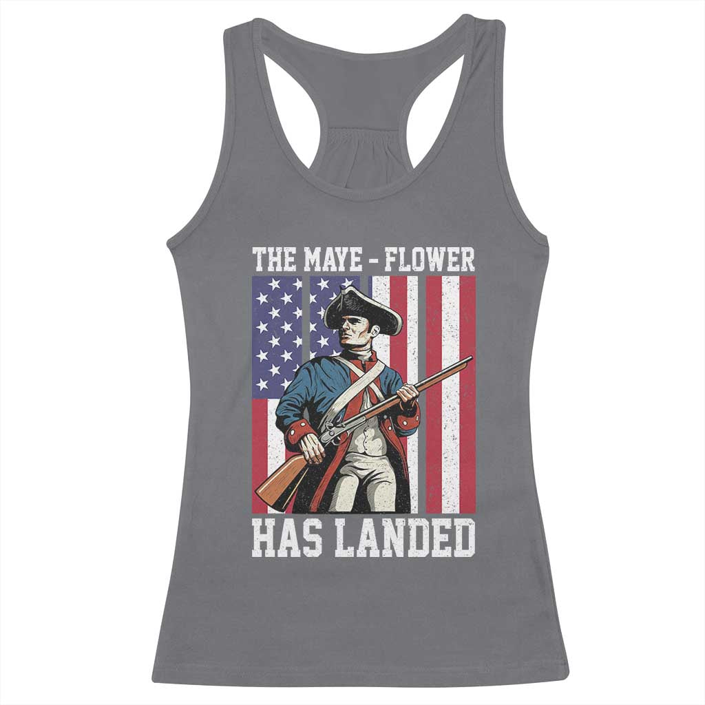 The Maye Flower Has Landed Racerback Tank Top Funny Minutemen Football Fan TS11 Charcoal Print Your Wear