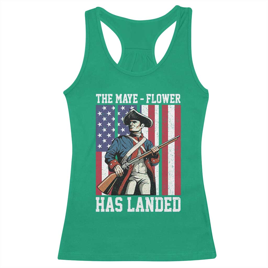 The Maye Flower Has Landed Racerback Tank Top Funny Minutemen Football Fan TS11 Irish Green Print Your Wear