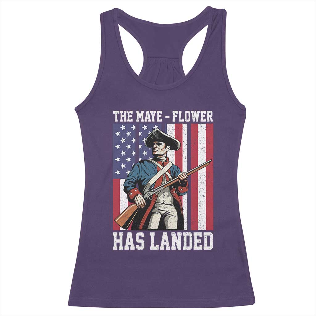 The Maye Flower Has Landed Racerback Tank Top Funny Minutemen Football Fan TS11 Purple Print Your Wear
