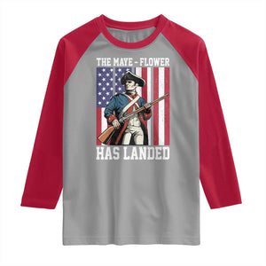 The Maye Flower Has Landed Raglan Shirt Funny Minutemen Football Fan TS11 Sport Gray Red Print Your Wear