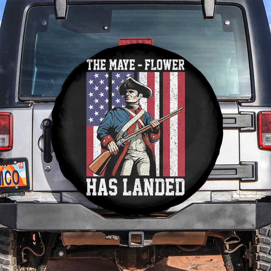 The Maye Flower Has Landed Spare Tire Cover Funny Minutemen Football Fan TS11 No hole Black Print Your Wear