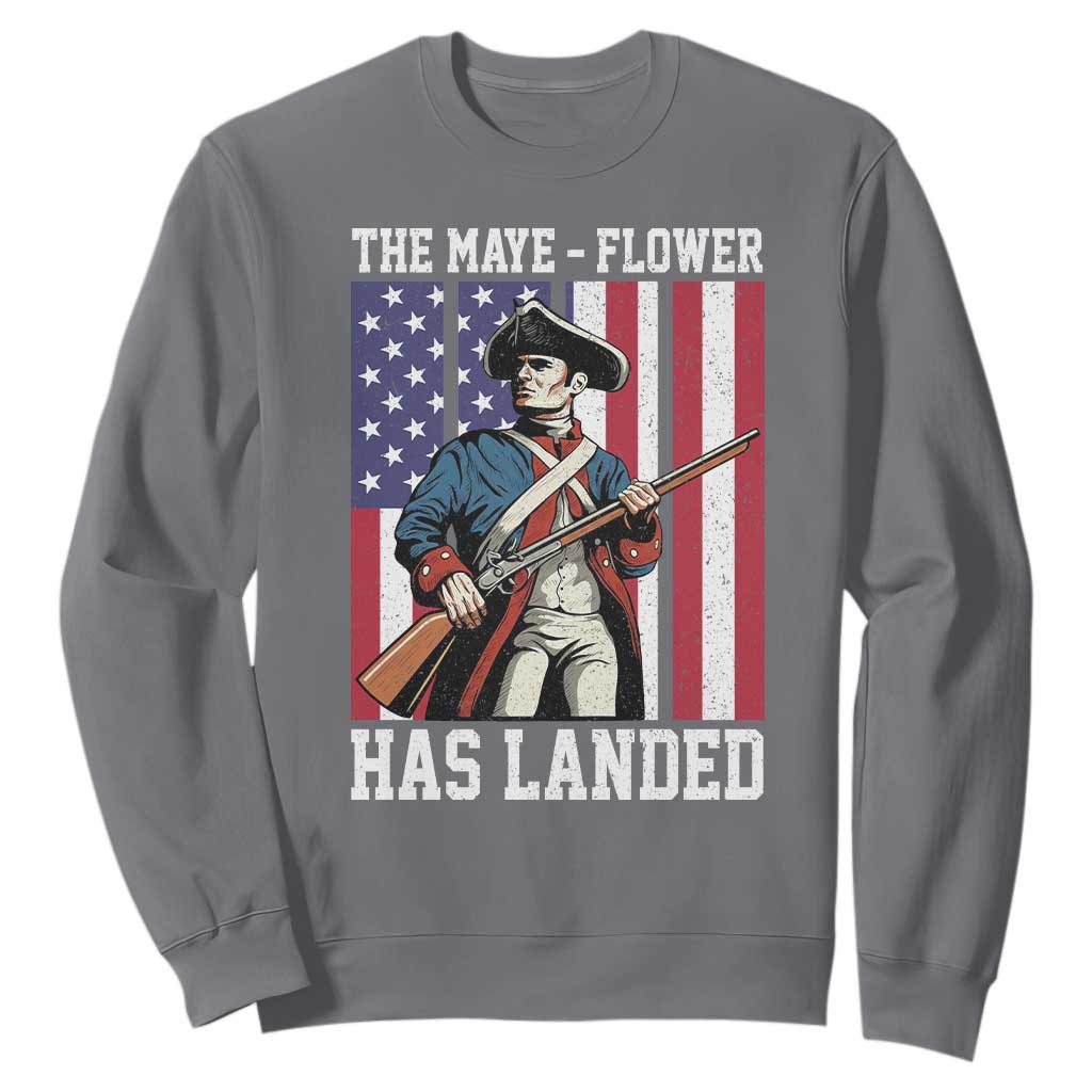 The Maye Flower Has Landed Sweatshirt Funny Minutemen Football Fan TS11 Charcoal Print Your Wear
