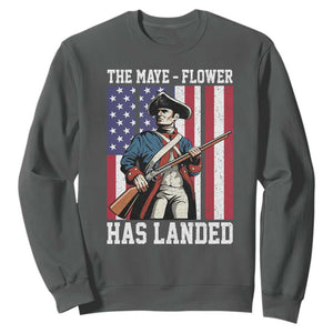 The Maye Flower Has Landed Sweatshirt Funny Minutemen Football Fan TS11 Dark Heather Print Your Wear