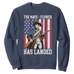 The Maye Flower Has Landed Sweatshirt Funny Minutemen Football Fan TS11 Navy Print Your Wear