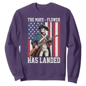The Maye Flower Has Landed Sweatshirt Funny Minutemen Football Fan TS11 Purple Print Your Wear