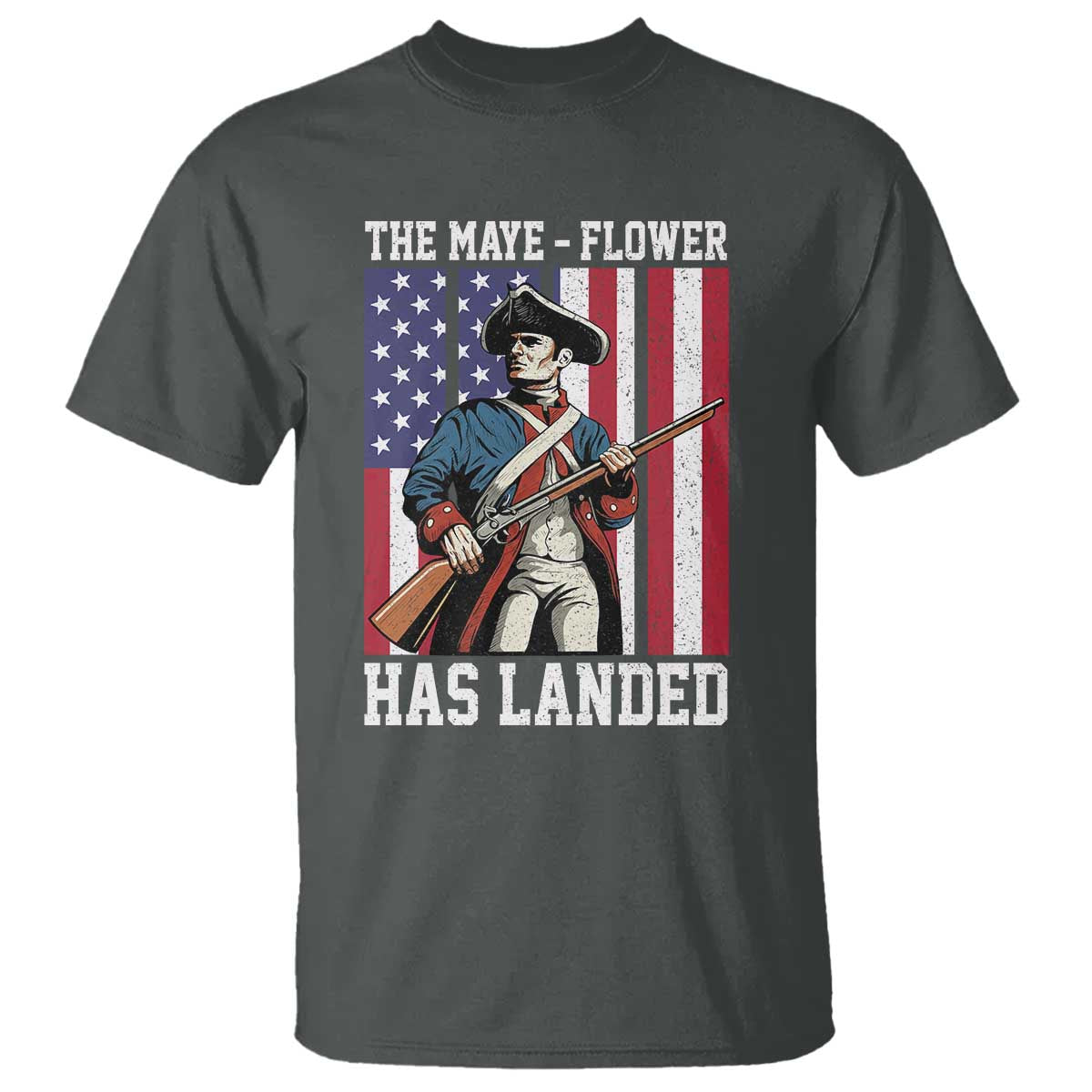 The Maye Flower Has Landed T Shirt Funny Minutemen Football Fan TS11 Dark Heather Print Your Wear