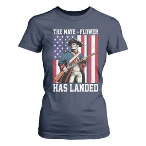 The Maye Flower Has Landed T Shirt For Women Funny Minutemen Football Fan TS11 Navy Print Your Wear