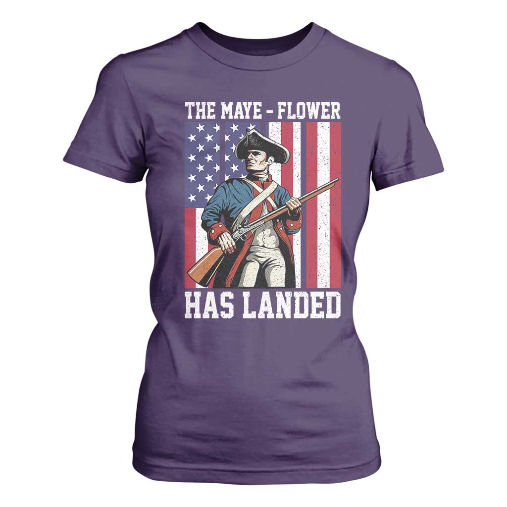 The Maye Flower Has Landed T Shirt For Women Funny Minutemen Football Fan TS11 Purple Print Your Wear