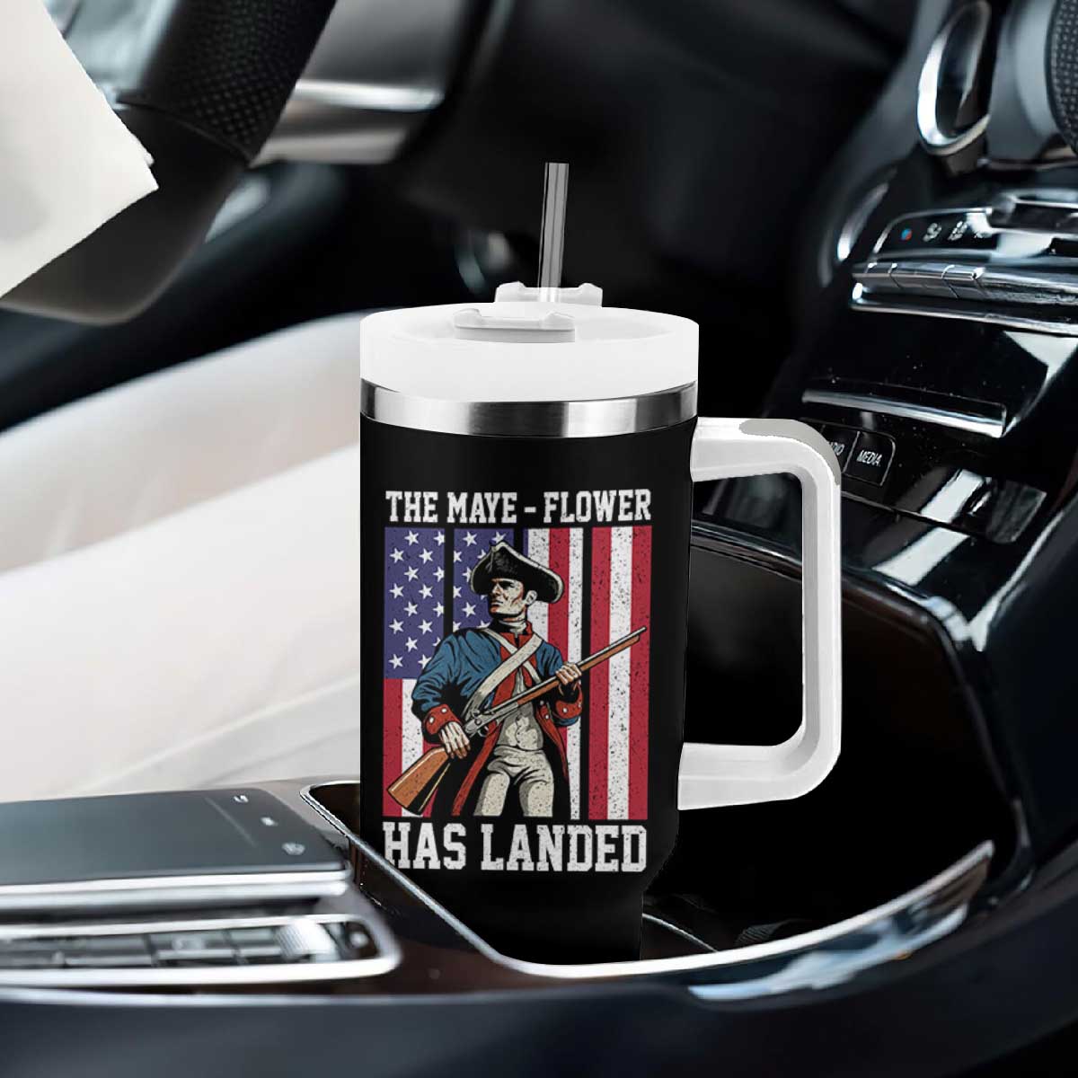 The Maye Flower Has Landed Tumbler With Handle Funny Minutemen Football Fan TS11 Print Your Wear