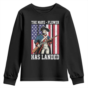The Maye Flower Has Landed Youth Sweatshirt Funny Minutemen Football Fan TS11 Black Print Your Wear
