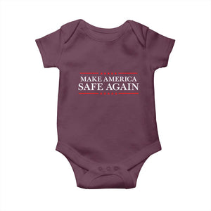 Make America Safe Again Baby Onesie Funny US Patriotic 4th of July TS11 Maroon Print Your Wear