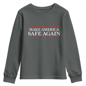 Make America Safe Again Youth Sweatshirt Funny US Patriotic 4th of July TS11 Dark Heather Print Your Wear