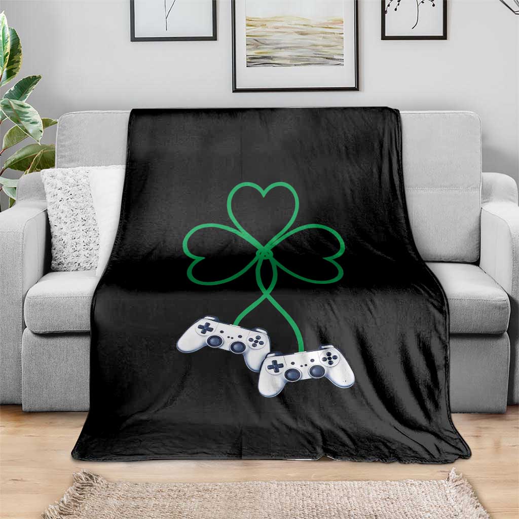 Video Game Lover St Patricks Day with Shamrock Controllers Throw Blanket TS11 Print Your Wear